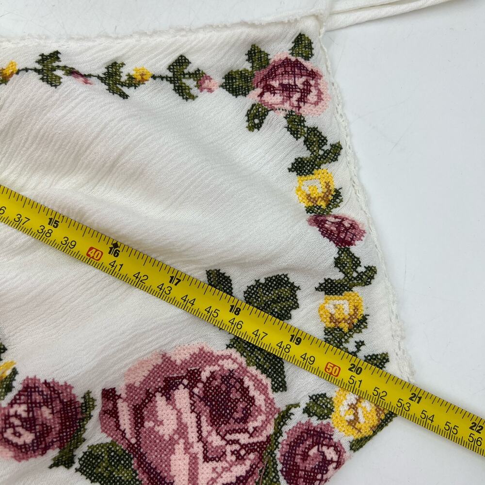 Forever 21 Cross Stitch Floral embroidered Maxi Dress White Rayon - Picture 4 of 10